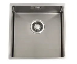 ABK Bingara płytki zlewozmywak ze stali nierdzewnej dla osób niepełnosprawnych, głębokość 10 cm, 40x40 cm, montaż na równi z blatem, podblatowy i nablatowy BIN4010FVI