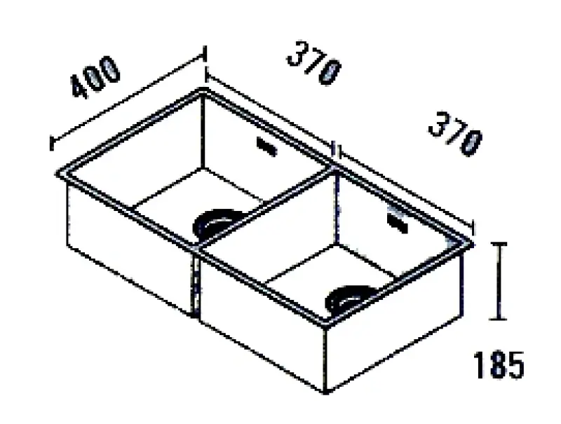 ABK Baronga duży podwójny zlewozmywak ze stali nierdzewnej 37x40+37x40 cm do montażu na równi z blatem, podwieszany i wpuszczany BAR3737FVI