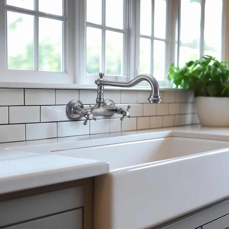 PB Nostalgiczny kran kuchenny V2721 kran ścienny stal nierdzewna