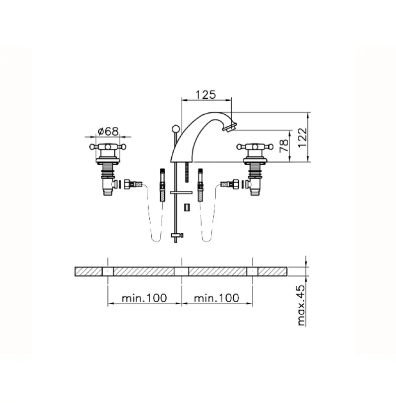 Huber Victorian 3-otworowa bateria umywalkowa Złota VT0010102G