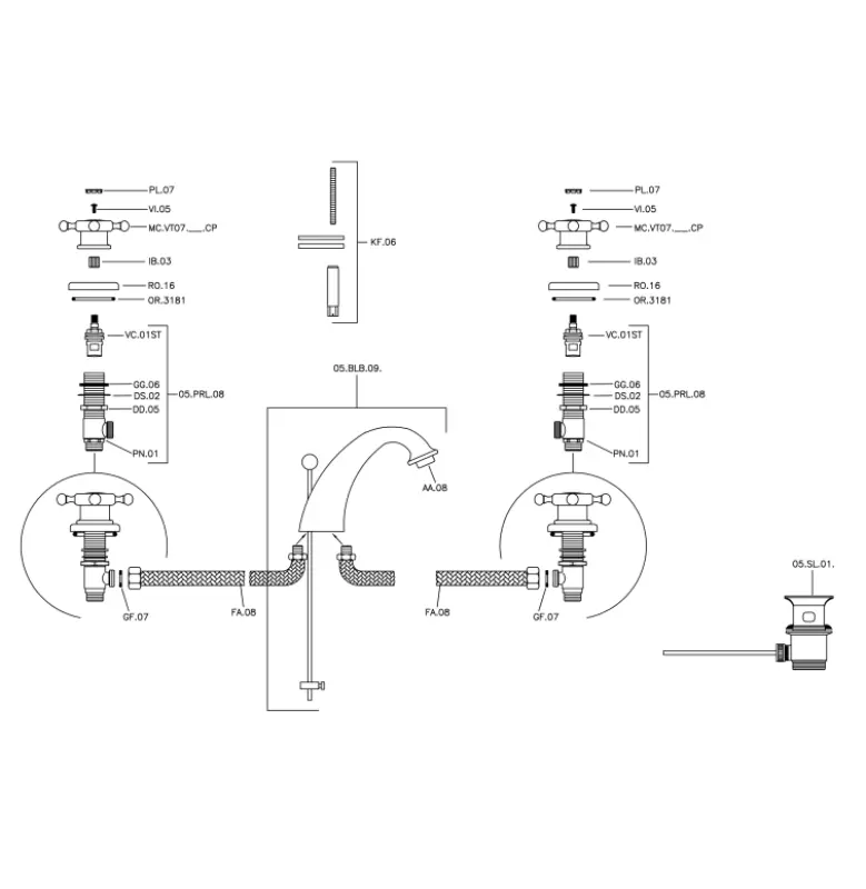 Huber Victorian 3-otworowa bateria umywalkowa Złota VT0010102G