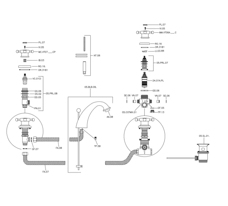 Huber Victorian 3-otworowa termostatyczna bateria umywalkowa Złoto VTT710102G
