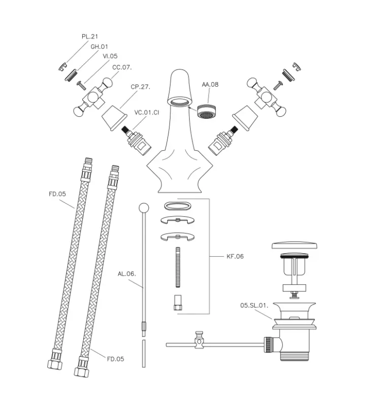 Huber Victorian Bateria Umywalkowa Złota VT0005102G