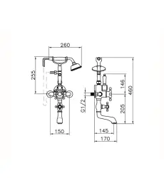 Huber Victoriaanse Thermostatische Badkraan met Douchegarnituur Brons 198.VT01H.BA