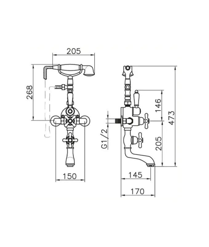 Huber Croisette Bateria prysznicowa z termostatem Brąz 198.CS01H.BA