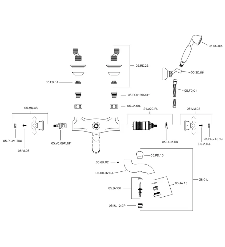 Huber Croisette termostatyczny zestaw prysznicowy z ręcznym prysznicem Brąz CSD2701027