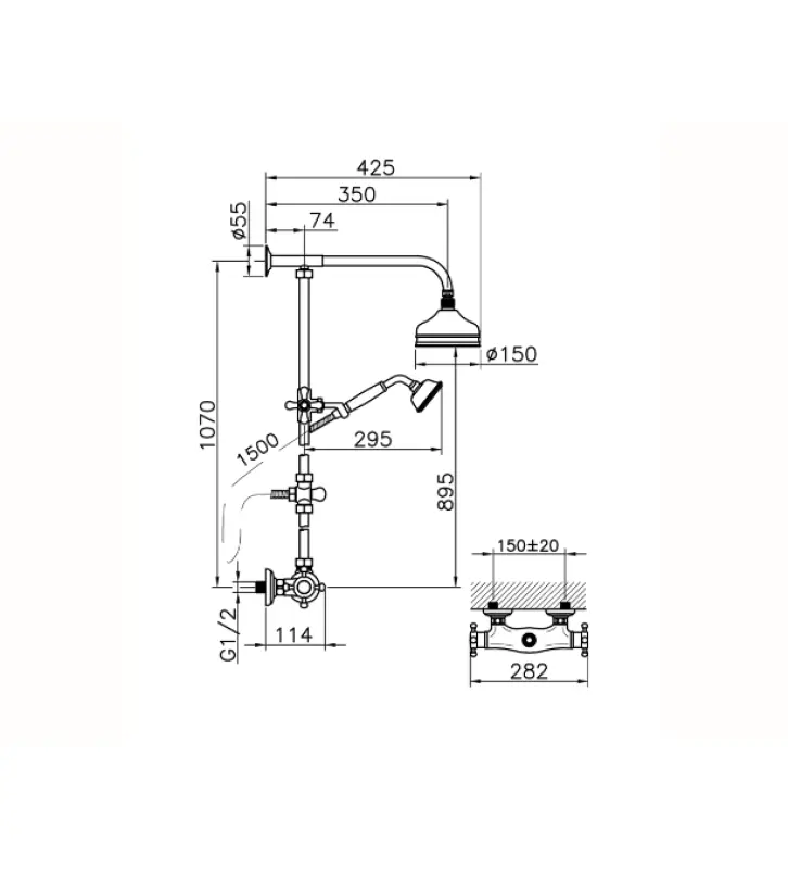 Huber Victorian Zestaw Prysznicowy Termostatyczny 15cm Brąz 390.VT01H.BA
