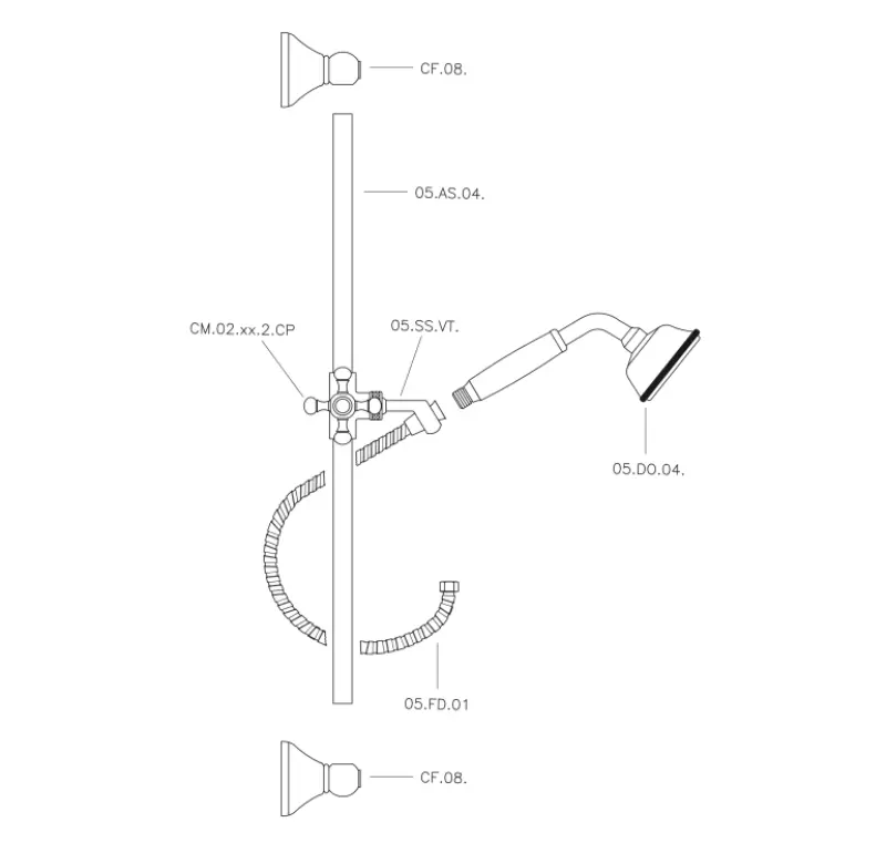 Huber Victorian Zestaw Prętów Przesuwnych Stal Nierdzewna 62.03H.AC
