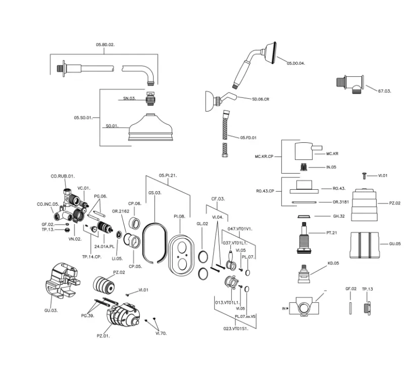 Huber Victorian Termostatyczny Zestaw Prysznicowy Wbudowany ze Stali Nierdzewnej 913.VT01H.AC