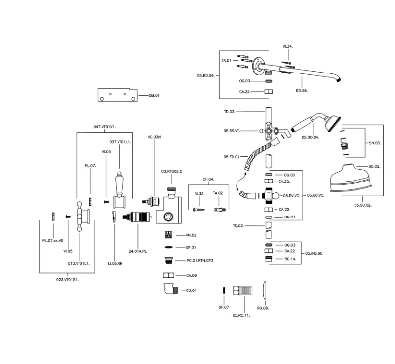 Huber Victorian Termostatyczny Zestaw Prysznicowy 20cm Brąz 590.VT21H.BA