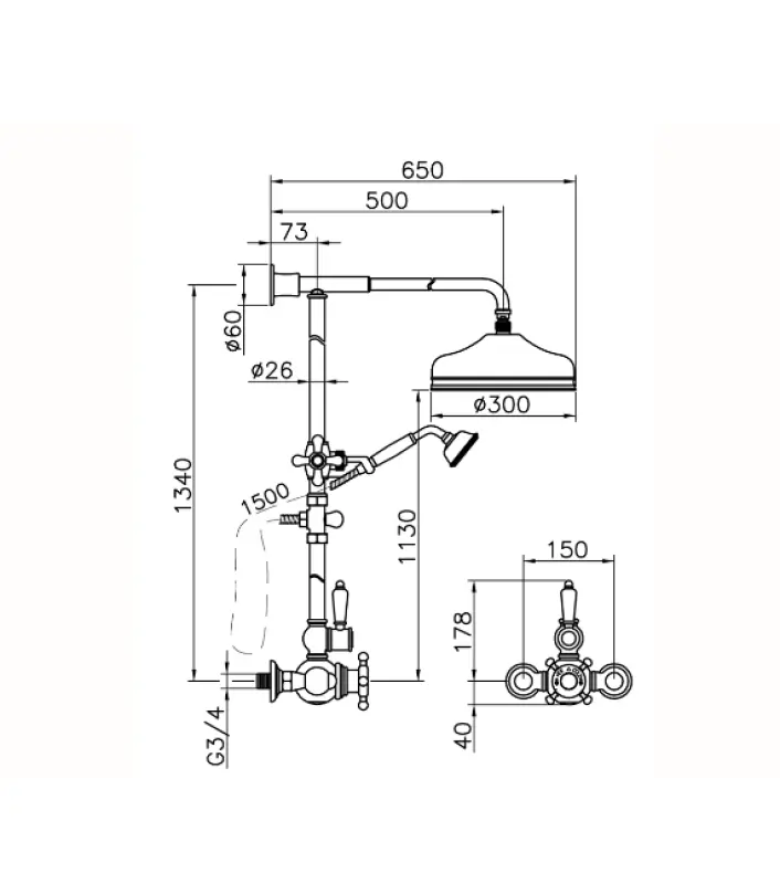 Huber Victorian Termostatyczny Zestaw Prysznicowy Brąz 590.VN31H.BA