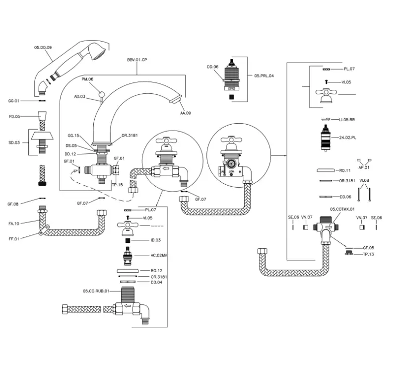 Huber Croisette 4-otworowa bateria wannowa z termostatem Brąz CST7601027