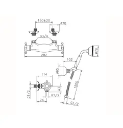 Huber Victorian Termostatyczna Bateria Prysznicowa z Rączką Prysznicową Chrom VTD0101021