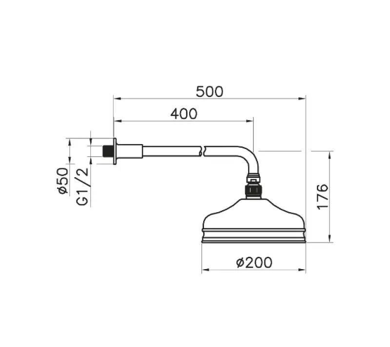Huber Nostalgiczny Prysznic Deszczowy 20 cm ze Stali Nierdzewnej z Ramieniem Ściennym 611.02H.AC
