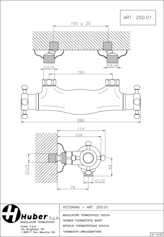 Huber Victorian Termostatyczna Bateria Prysznicowa z Ręcznym Prysznicem Złota 1154957652