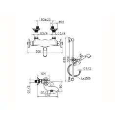 Huber Croisette Bateria wannowa z termostatem Chrom CSS2701021