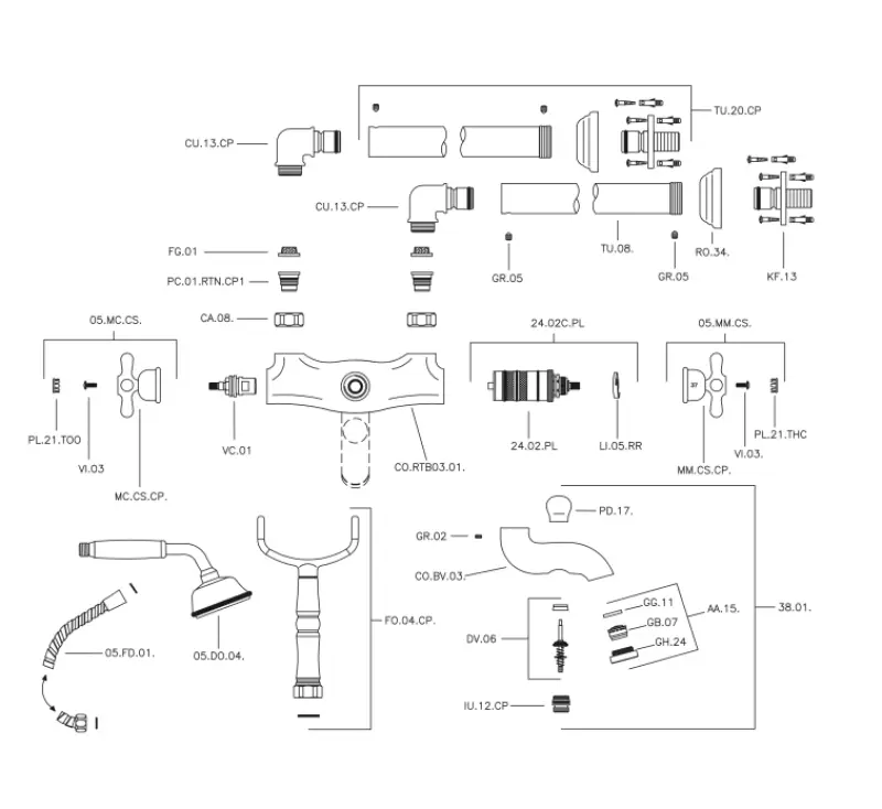 Huber Croisette Bateria Wannowa na Słupku Złota CST390102G