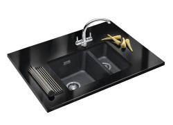 Franke Sirius 2 S2D 160 półtorakowy 1,5 plastikowy czarny zlew 53,5x41cm podbudowa 125.0252.215