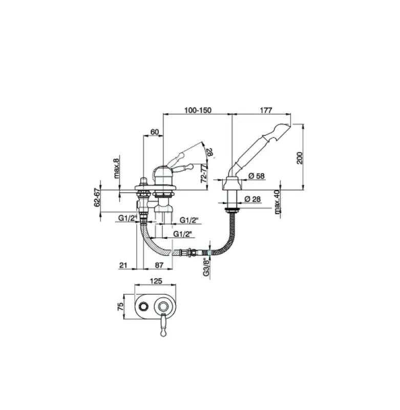 Cisal Arcana Royal Wanna-Mieszacz do montażu na krawędzi wanny Chrom AY00129021
