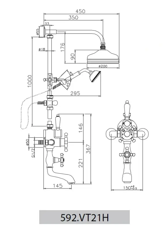 Huber Victoriański Zestaw Prysznicowy Termostatyczny 20cm Stal Nierdzewna 1203998332