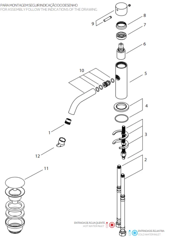 Waterevolution Flow bateria umywalkowa chrom T11001