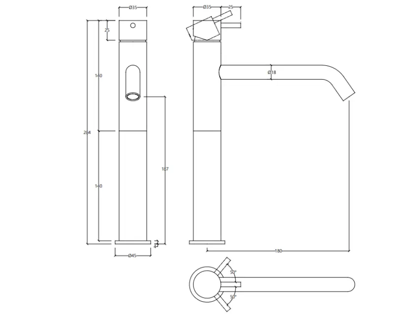 Waterevolution Flow bateria umywalkowa z wysokim wylewką do umywalek, w zestawie z zatyczką chrom T11501