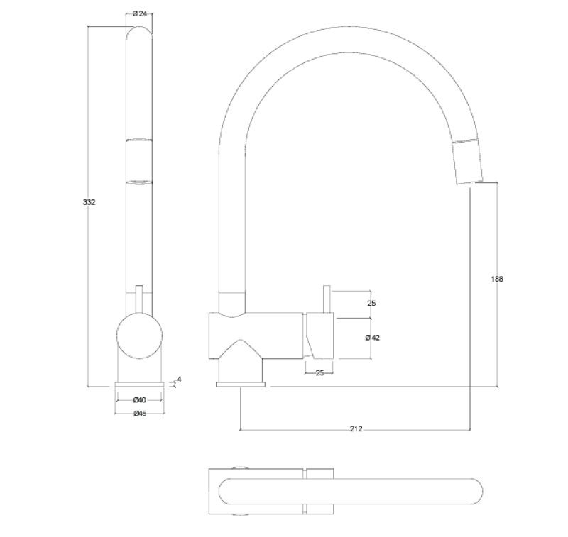Waterevolution Flow bateria kuchenna chromowana z wyciąganą wylewką T15501