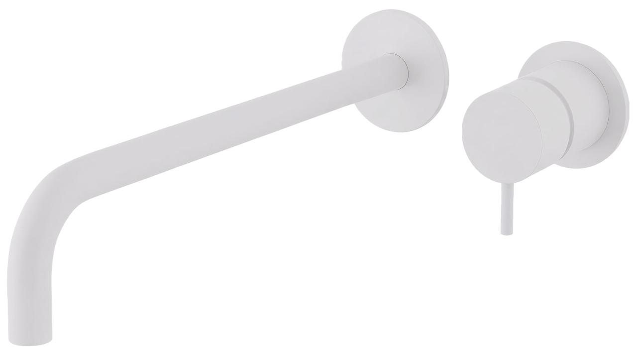 Waterevolution Flow podtynkowa bateria umywalkowa matowa biała z wylewką 25 cm T116BBR-25