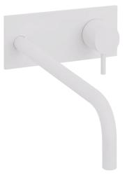 Waterevolution Flow podtynkowa bateria umywalkowa z rozetą, matowa biała z wylewką 25 cm T1161BBR-25