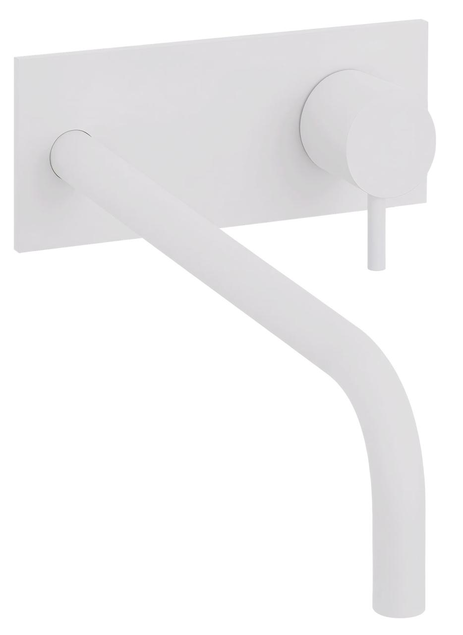 Waterevolution Flow podtynkowa bateria umywalkowa z rozetą, matowa biała z wylewką 25 cm T1161BBR-25