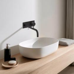 Waterevolution Flow wbudowana bateria umywalkowa z rozetą, matowa czerń, z wylewką 25cm T1161BPR-25