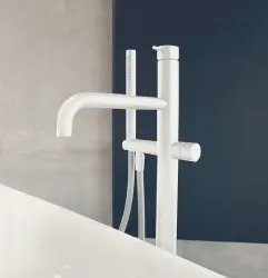 Waterevolution Flow wolnostojąca bateria wannowa z prysznicem ręcznym, matowa biel T133BR