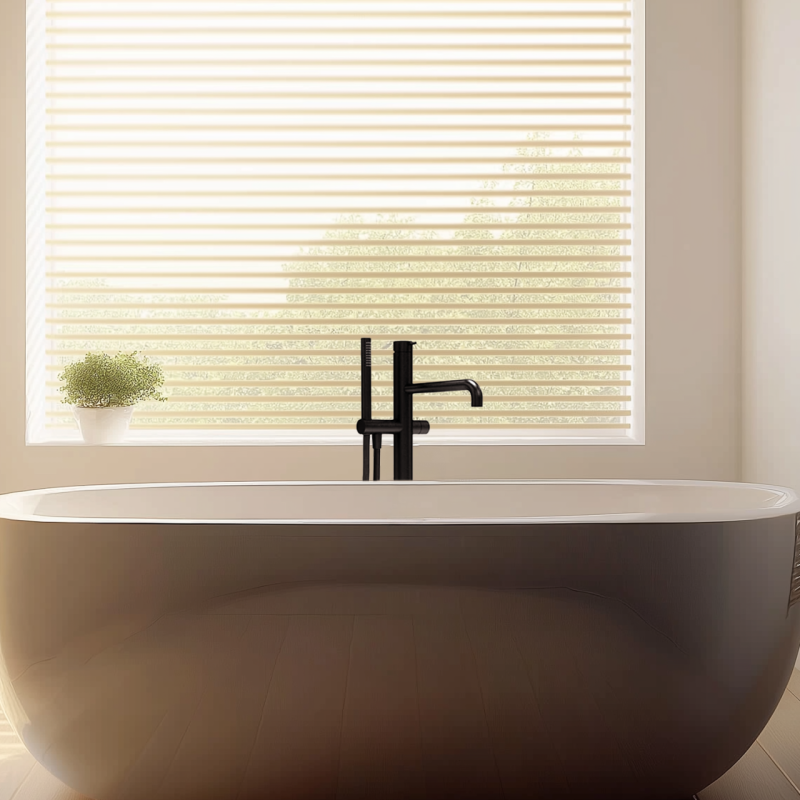 Waterevolution Flow wolnostojąca bateria wannowa z rączką natrysku czarna matowa T133PR