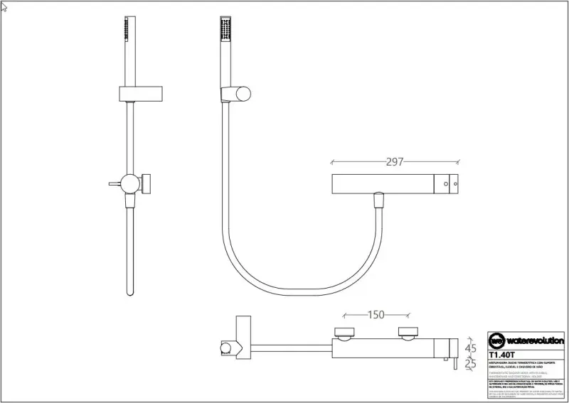 Termostat prysznicowy Waterevolution Flow z zestawem prysznicowym chrom T140T01