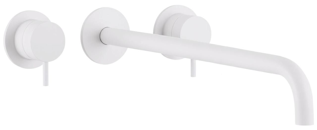 Waterevolution Flow 3-otworowa podtynkowa bateria umywalkowa matowa biała z wylewką 25 T1163FBR-25