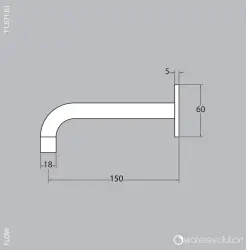 Waterevolution Flow wylewka wannowa matowa biała T167115BR długość wylewki 15 cm