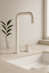 Waterevolution Flow 2-gats wastafelkraan hoge uitloop 222 mat wit T122HBR

Tłumaczenie na język polski: Waterevolution Flow 2-otworowa bateria umywalkowa wysoka wylewka 222 matowa biała T122H