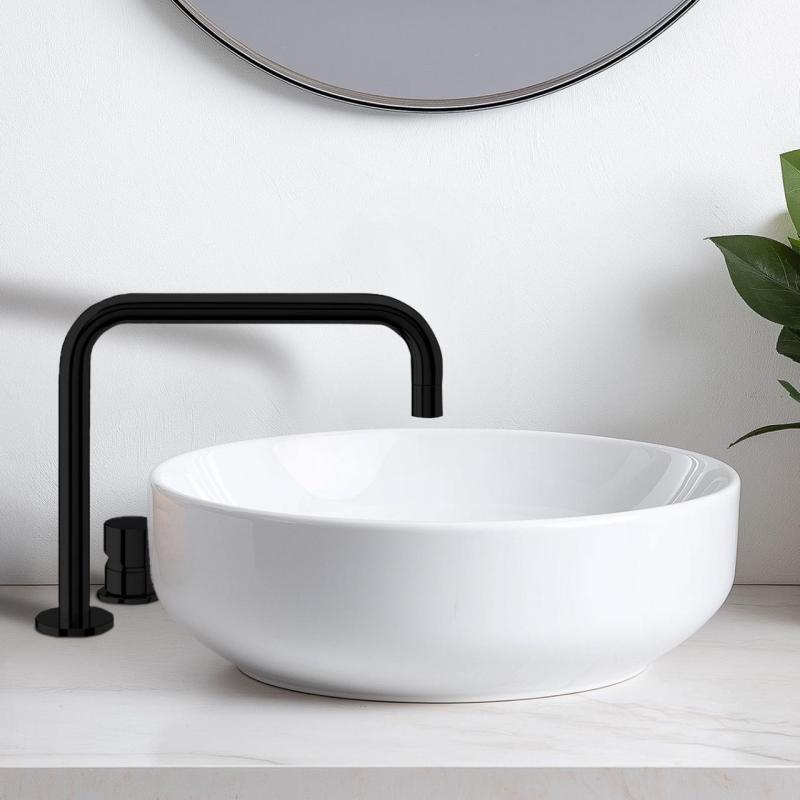 Waterevolution Flow 2-otworowa bateria umywalkowa matowa czarna T112HPR