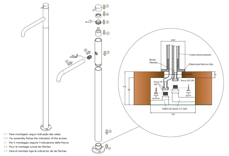 Waterevolution Flow wolnostojąca bateria umywalkowa matowa biała T113BR