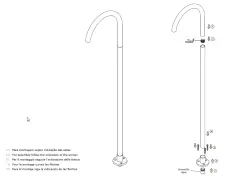 Waterevolution Flow wolnostojąca bateria umywalkowa matowa biała wylewka T1677BR