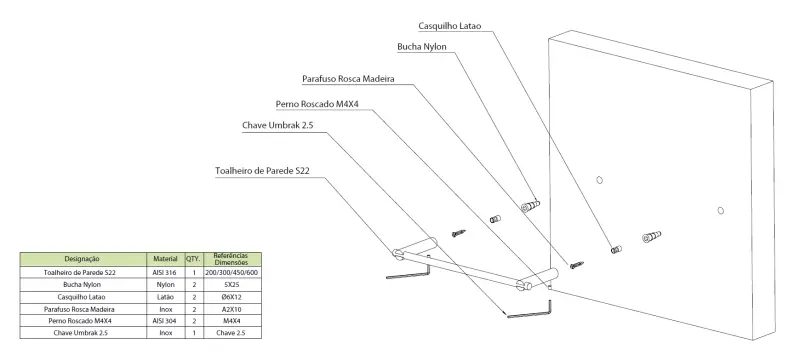 Waterevolution S22 wieszak na ręczniki 45 cm ze stali nierdzewnej A412IE