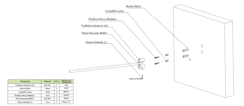 Waterevolution S22 obrotowy uchwyt na ręczniki 30 cm ze stali nierdzewnej A415IE
