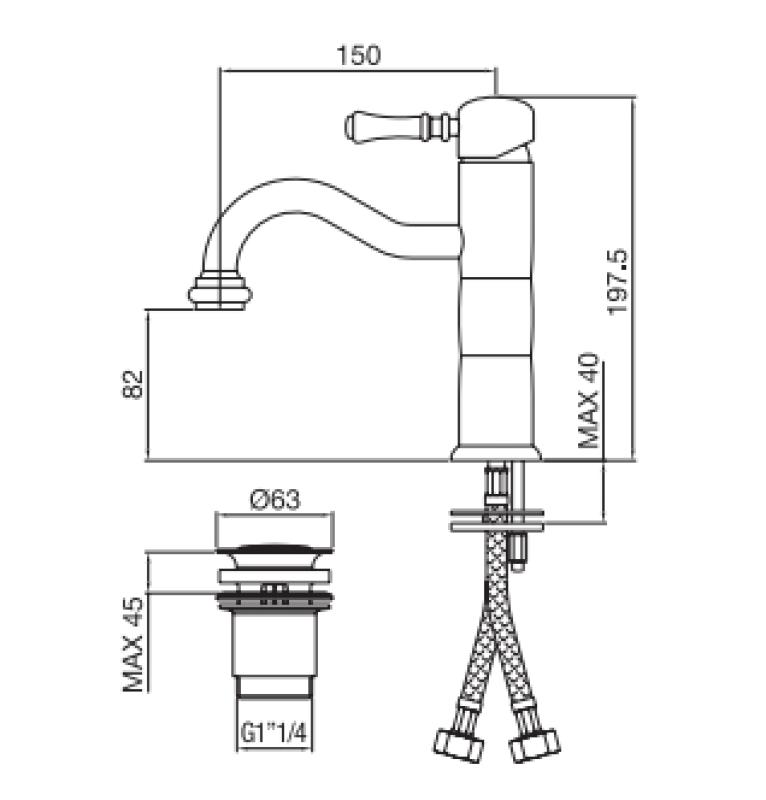 PB Classic klasyczna bateria umywalkowa pilar brąz 1208592572