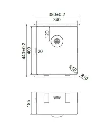 Caressi R10 rvs zlewozmywak 34x40cm podwieszany, wpuszczany i nakładany CAPP34R10