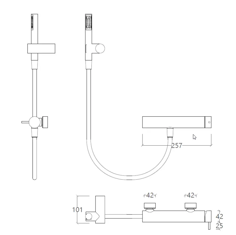 Waterevolution Flow bateria prysznicowa z zestawem prysznicowym chrom T14001