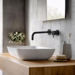 Waterevolution Flow wbudowana bateria umywalkowa matowa czarna z wylewką 21cm T116BPR-21