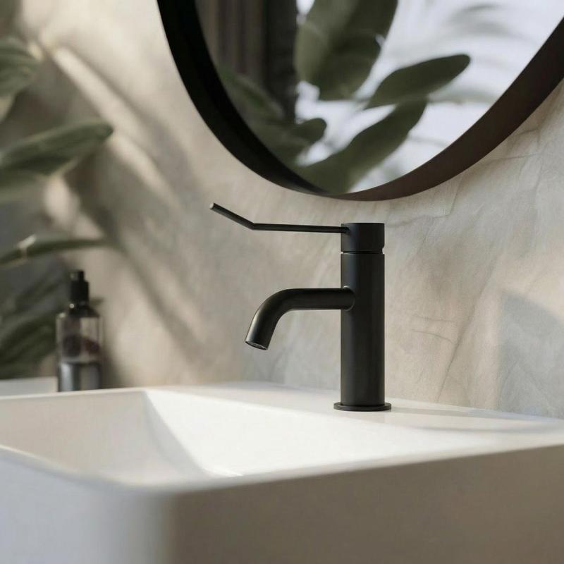 Waterevolution Flow bateria umywalkowa z korkiem click-clack, matowa czarna T111PR