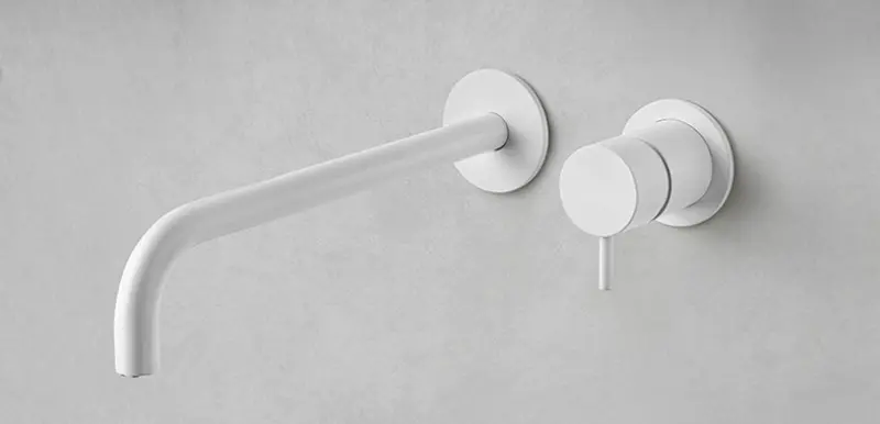 Waterevolution Flow bateria umywalkowa podtynkowa matowa biała z wylewką 21 cm T116BBR-21