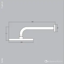 Waterevolution Flow deszczownica 200 mm z przyłączem ściennym, wykonana w całości ze stali nierdzewnej, model T1641IE
