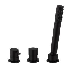 Waterevolution Flow 3-otworowa bateria wannowa do montażu na krawędzi wanny Matowa Czarna T138SBPR